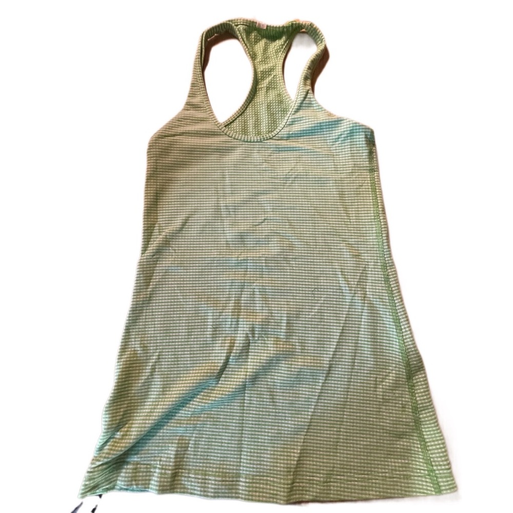 Lululemon Green & White Gingham Cool Racerback Tank Top size Small